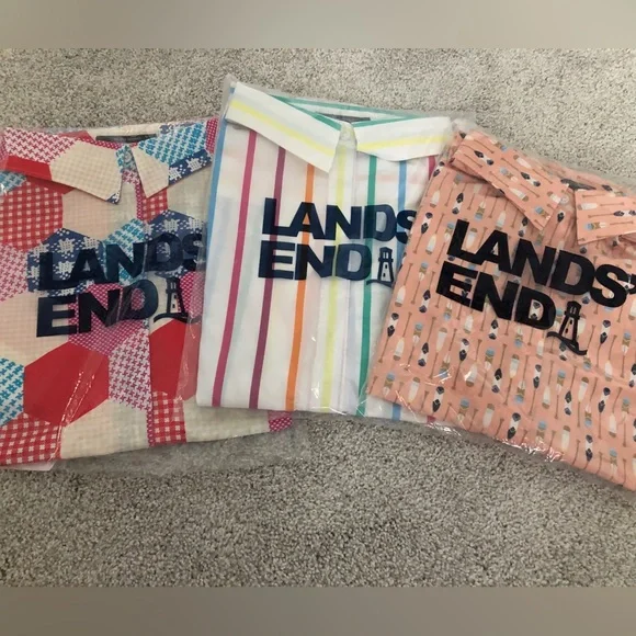 NWT (3 shirts) Lands’ End No Iron Supima Cotton Short Sleeve Shirt, Size 12 - Picture 9 of 14